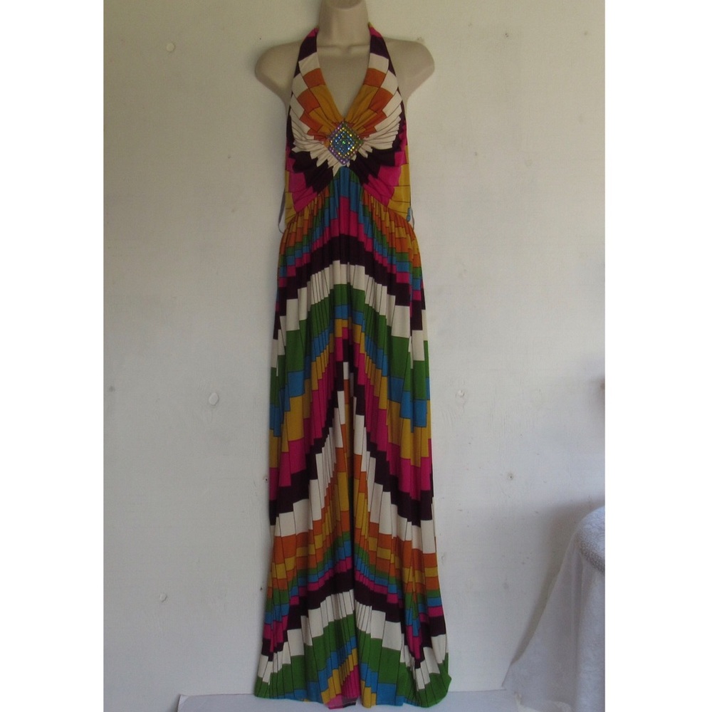 Womens Halter Cocktail Multicolor Dress Size SMALL By Muse Boston Proper